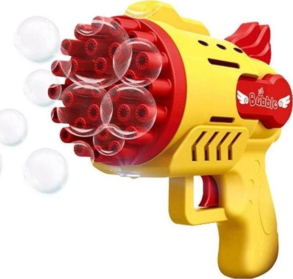 1 PCS YELLOW BUBBLES GUN 29 DELİKLİ ÇOKLU KÖPÜK ATAN TABANCA SARI KÖPÜK TABANCASI 2 SOLİSYON HEDİYE - Image 1