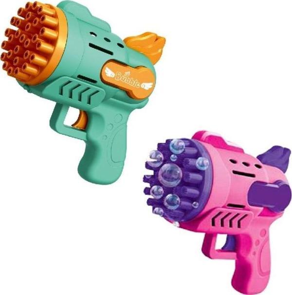 2 ADET MAVİ PEMBE KÖPÜK TABANCASI 29 DELİKLİ ÇOKLU KÖPÜK ATAN TABANCA  2 SOLİSYON HEDİYE BUBBLES GUN - Image 1