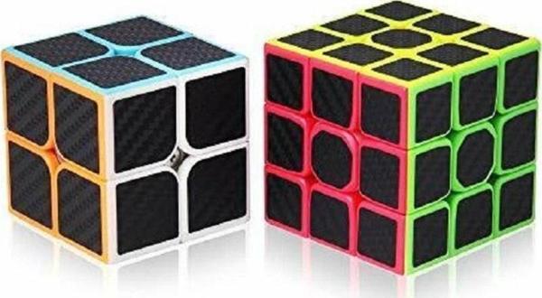 2 SET PROFESSIONAL QY SPEED CORBON FİBER CUBE VIP 2Lİ SET 2X2 ZEKA KÜPÜ 3X3 ZEKA KÜPÜ RUBİKS CUBE - Image 1