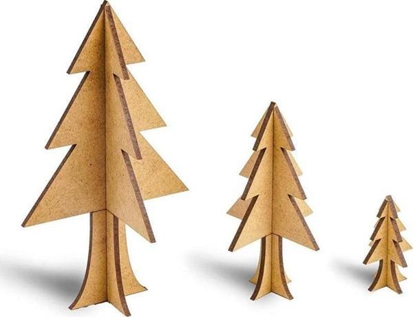 MAKET 3 LÜ ÇAM AĞACI AHŞAP MAKET 3D AHŞAP BOYAMA MAKETİ NATUREL AHŞAP BOYAMA 3 LÜ ÇAM AĞACI BOYAMA - Image 1