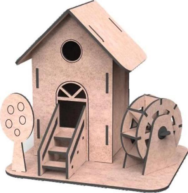 MAKET BOYANABİLİR SU DEĞİRMENİ 3 RENK BOYA EĞİTİCİ OYUNCAK AHŞAP BOYAMA SETİ AHŞAP SU DEĞİRMENİ - Image 1