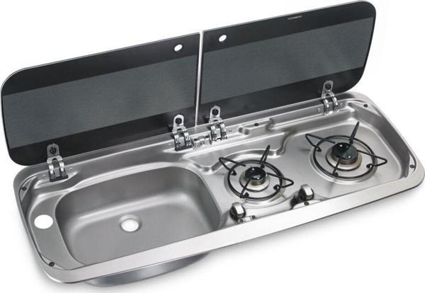Dometic MO 2370L Cam Kapaklı 2 Gözlü Ocak + Evye Kombinasyonu - Image 1