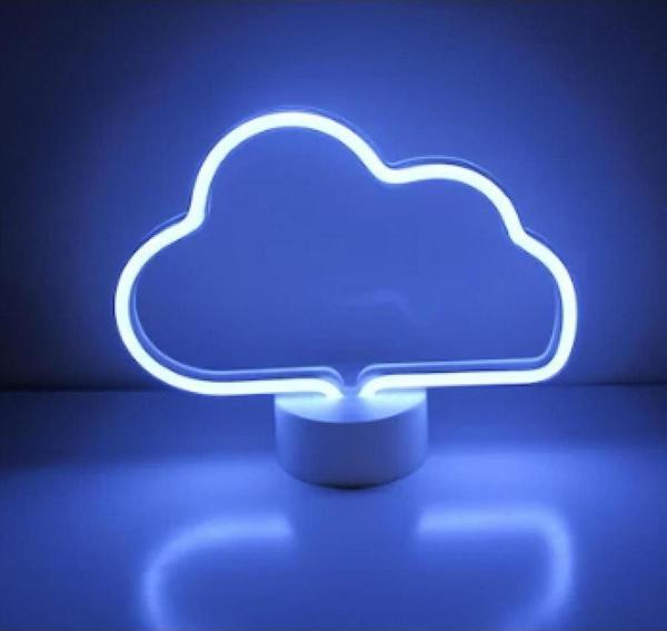 Neon Işıklı Bulut Masa Gece Lambası USB+Pil - Image 1