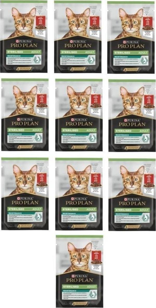 Pro Plan Pouch Sterilised Sığır Etli Yetişkin Kedi Maması 85 G - 10 Adet - Image 1