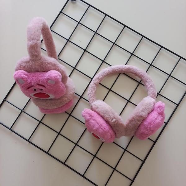 MARS BABY Kız Erkek Çocuk Pembe Ayıcık Peluş Kulaklık - Image 1