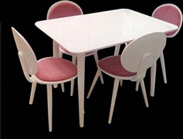 Masa-Sandaly 12880 RETRO Papel Tk model Kayın Torna kaplama Parlak beyaz El Yapım - Image 1
