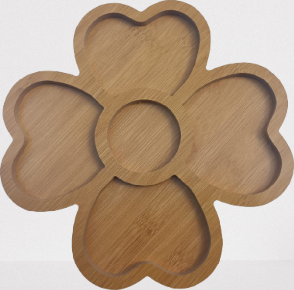 Sunum Tabak 12233 Kalpli Model Ahşap MDF Lam 4 göz 4 Adet EL Yapım - Image 1