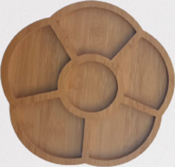 Sunum Tabak 12234 Papatya Model Ahşap MDF Lam 5 Göz 4 Adet EL Yapım - Image 1