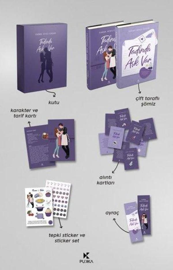 Tadında Aşk Var Kutulu Seti - Ayraç KarakterTarif ve Alıntı Kartı Tepki Sticker ve Sticker Seti Hedi - Pukka Yayınları - Image 1