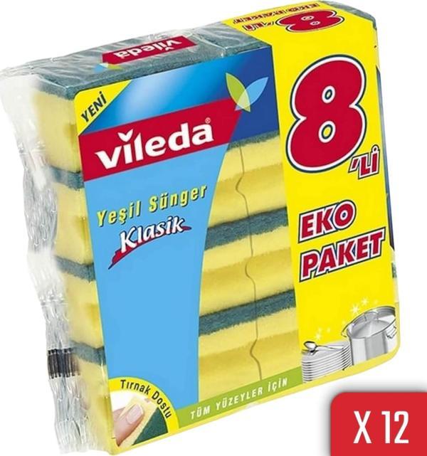 Vileda Hijyenik Oluklu 8'li Bulasik Süngeri 12'li Paket - Image 1