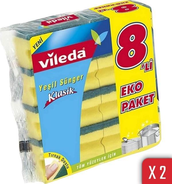 Vileda Hijyenik Oluklu 8'li Bulasik Süngeri 2'li Paket - Image 1