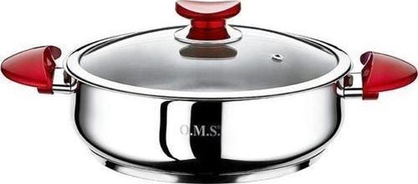 Oms 2038 Çelik Basık Tencere 24 x 8 cm Kırmızı - Image 1