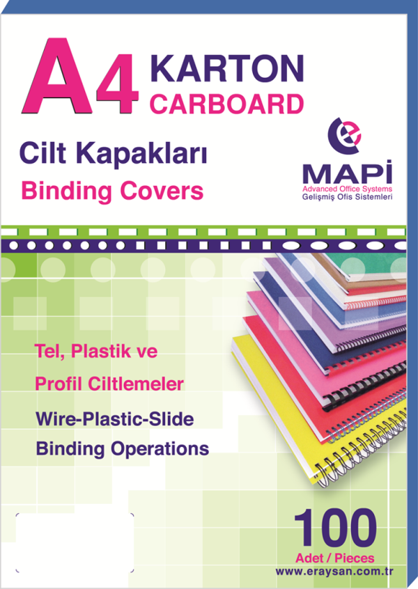 MAPİ A4 KARTON KAPAK 250 GR. MAVİ 100 LÜ - Image 1