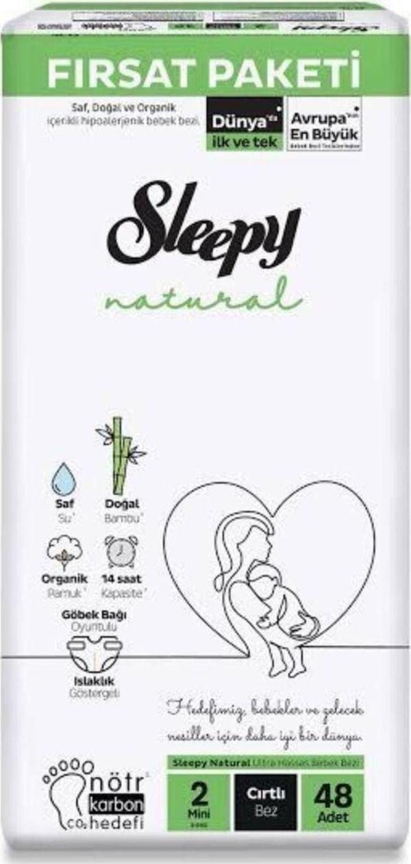 Sleepy Natural 2 Numara Mini 48'li Bebek Bezi - Image 1