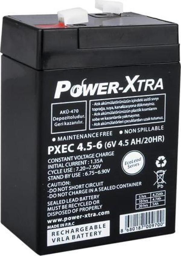 Power-Xtra EcoLead Series - PXEC4.5-6 - 6V 4.5 Ah Kuru Akü - Image 1