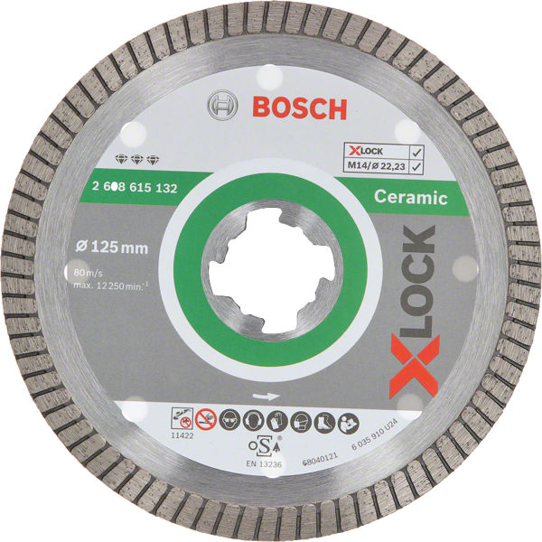 Bosch - X-LOCK - Best Serisi Seramik İçin, Extra Temiz Kesim Turbo Segman  Elmas Kesme Diski 125 mm - Image 1