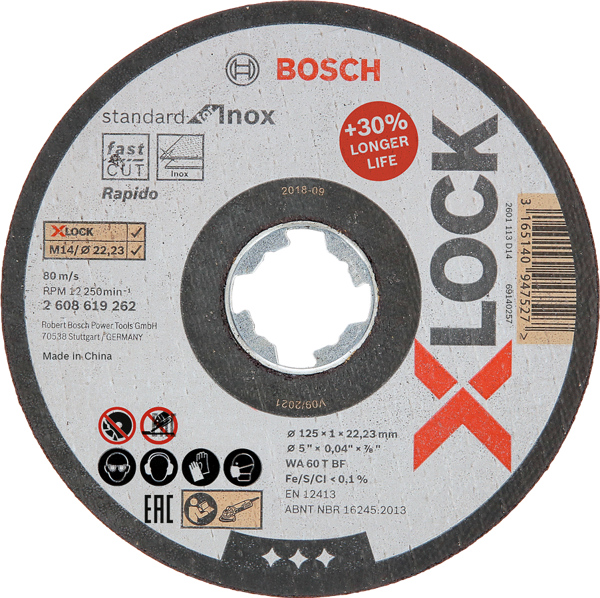 Bosch - X-LOCK - 125*1,0 mm Standard Seri Düz Inox (Paslanmaz Çelik) Kesme Diski (Taş) - Rapido - Image 1