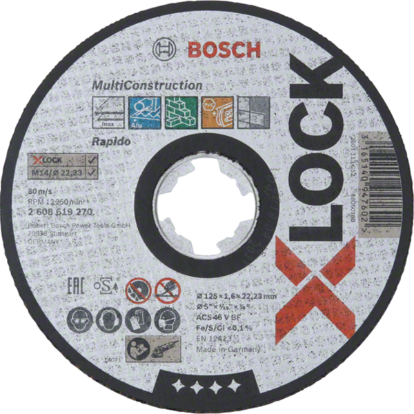 Bosch - X-LOCK - 125*1,6 mm Çoklu Malzemelerde Kullanım İçin Düz Kesme Diski (Taş) - Image 1