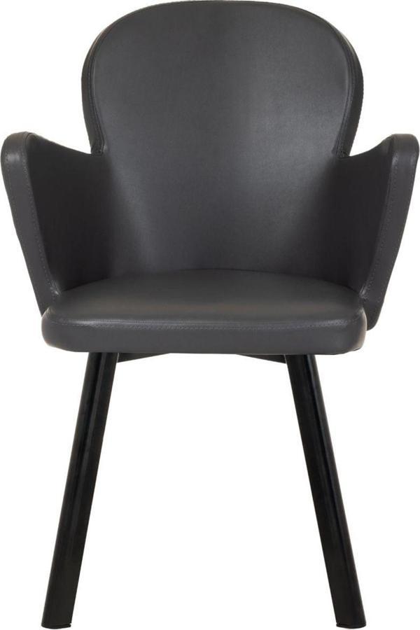 Markaelz Siyah Metal Ayaklı Salon / Mutfak Sandalyesi Kollukelebek ( Deri )  - Image 1