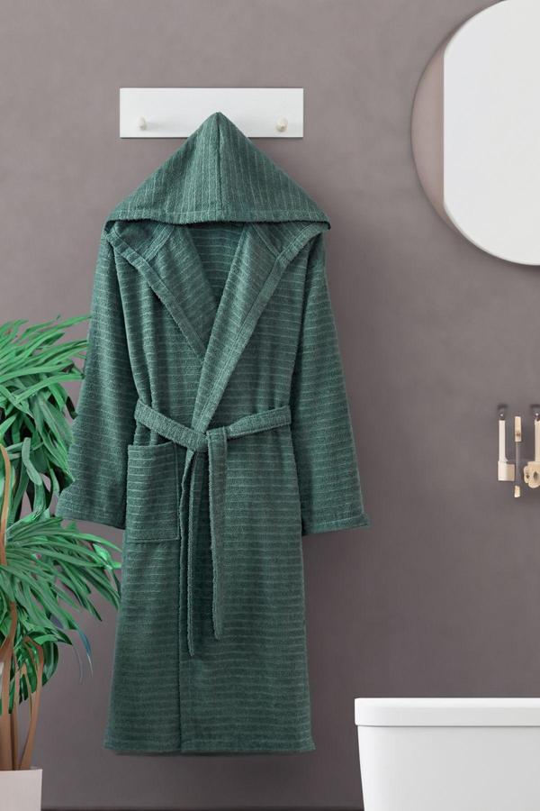 Rebeka Home Collection Doğa Yeşil Kapşonlu Bornoz - Image 1