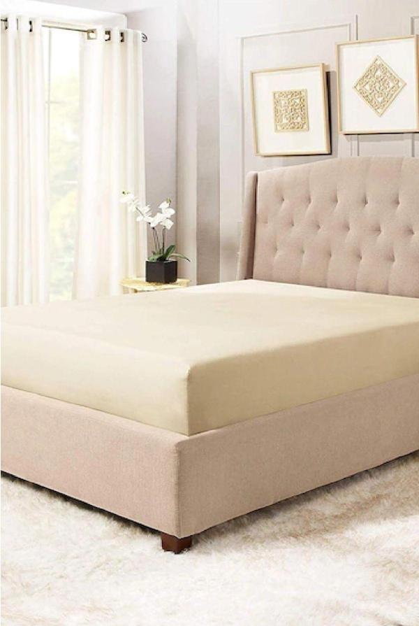 Altın Karma Jersey Penye Pamuklu 100X200 Cm Tek Kişilik Lastikli Çarşaf Krem - Image 1