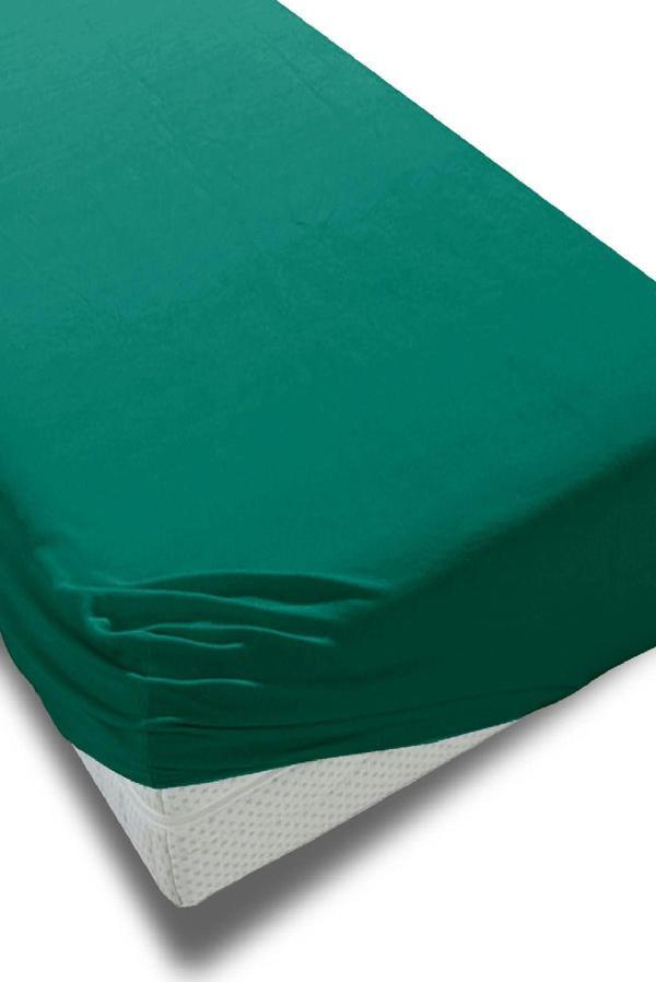 Altın Karma Jersey Penye Pamuklu 180X200 Cm Çift Kişilik Lastikli Çarşaf Koyu Yeşil - Image 1
