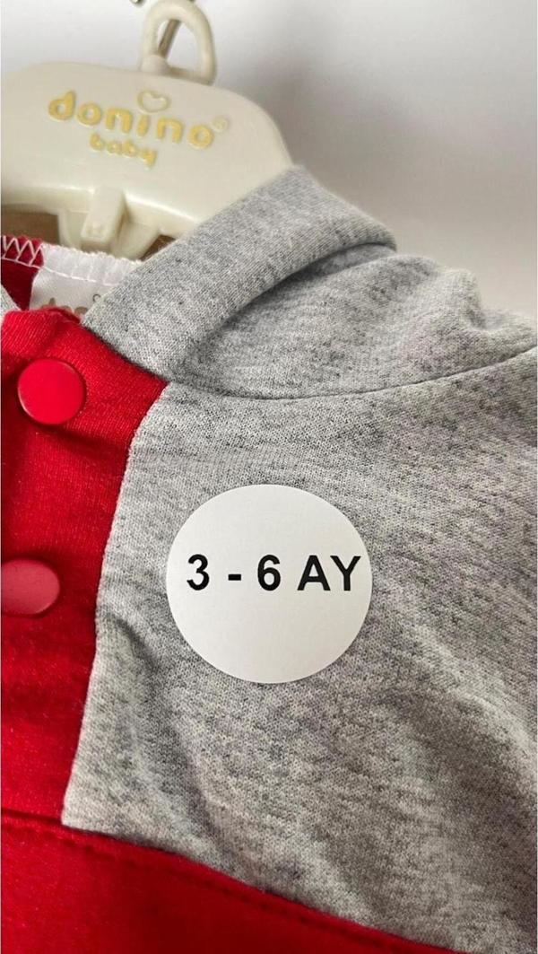 Butiksosyetik 3-6 Ay Yazılı Beden Etiketi Yuvarlak Yapışkanlı 3 x 3 cm 150 Adet - Image 1