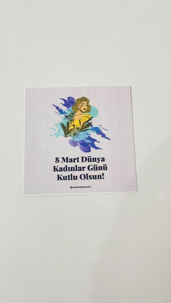 Butiksosyetik 8 Mart Dünya Kadınlar Günü Kartı 8 x 8 cm 50 Adet - Image 1