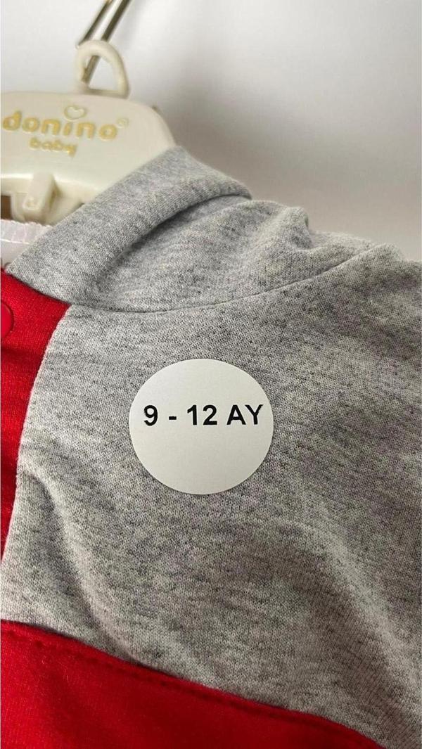 Butiksosyetik 9-12 Ay Yazılı Beden Etiketi Yuvarlak Yapışkanlı 3 x 3 cm 150 Adet - Image 1