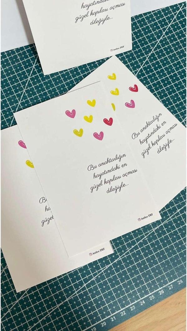 Butiksosyetik Anahtarlık Kartı Kalpli 9,5 x 15 cm 49 Adet Kişiye Özel - Image 1