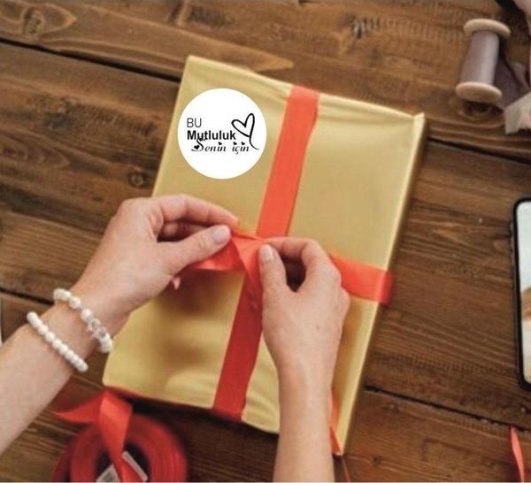 Butiksosyetik Bu Mutluluk Senin Için Yazılı El Yapımı Ürün Ambalaj, Paket Etiketi Sticker - Image 1