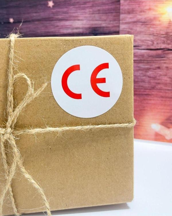 Butiksosyetik Ce Kırmızı Yazılı Yuvarlak Yapışkanlı Etiket 3 x 3 cm 150 Adet - Image 1