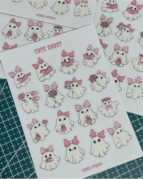 Butiksosyetik Cute Ghost Baskes Etiket 1 Sayfa - Image 1