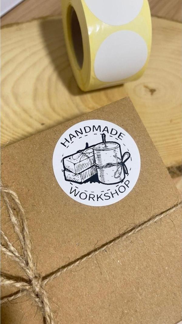 Butiksosyetik Handmade Workshop Yuvarlak Yapışkanlı Etiket 5 x 5cm 100 Adet - Image 1