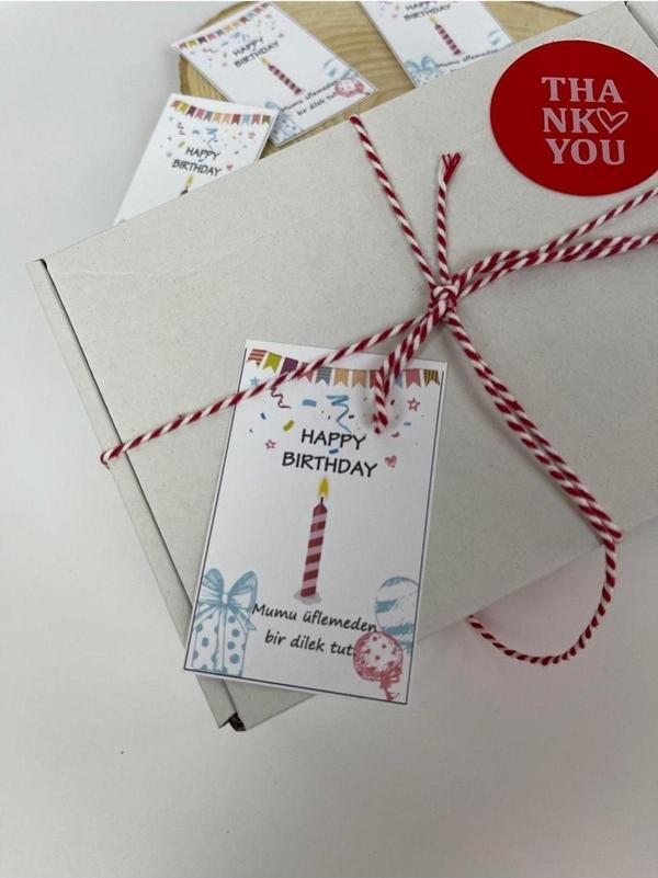 Butiksosyetik Happy Birthday Yazılı Kart 50 Adet - Image 1