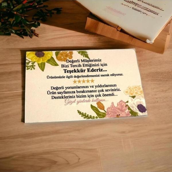 Butiksosyetik E-Ticaret Teşekkür Kartı Çiçekli 5 x 8 cm 100 Adet - Image 1