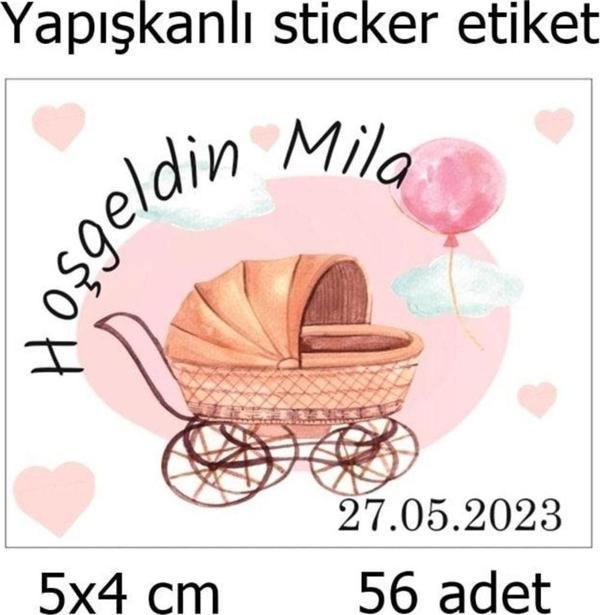 Butiksosyetik Hoşgeldin Bebek Kız Bebek Için 56 Adet 5 x 4 cm - Image 1