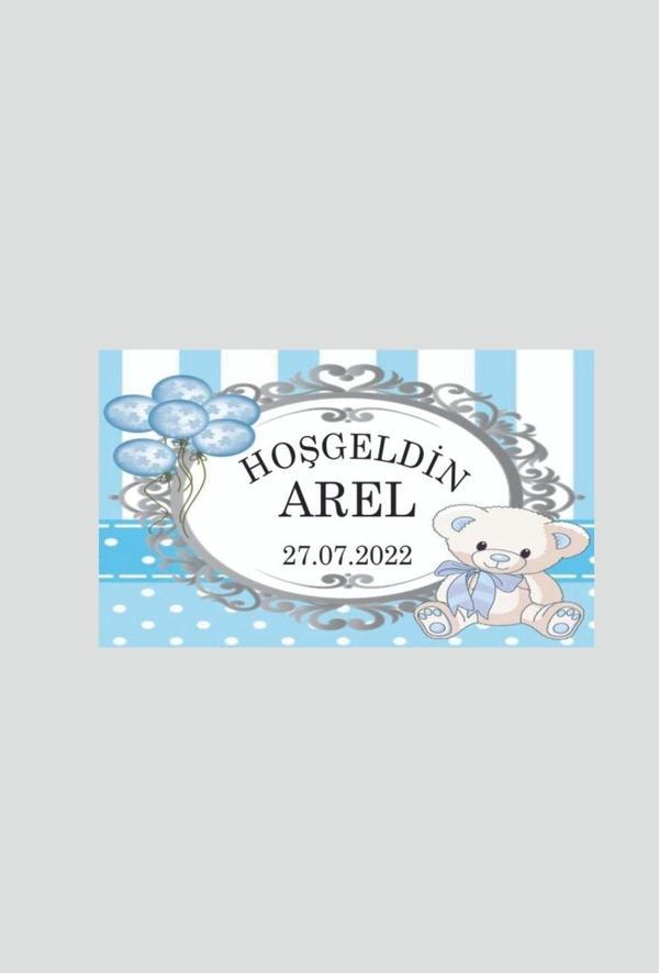 Butiksosyetik Hoşgeldin Bebek Yapışkanlı Sticker Etiket (Erkek İçin) 5 x 4 cm 56 Adet - Image 1
