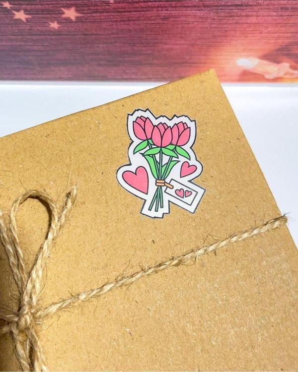 Butiksosyetik Gül Sticker, Hediye Paketi, E-Ticaret Özel Kesim Etiket 1 Sayfa 37 Etiket - Image 1