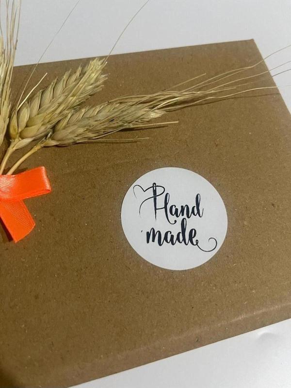 Butiksosyetik Hand Made Siyah Yazılı Yuvarlak Yapışkanlı Etiket 5 x 5 cm 100 Adet - Image 1