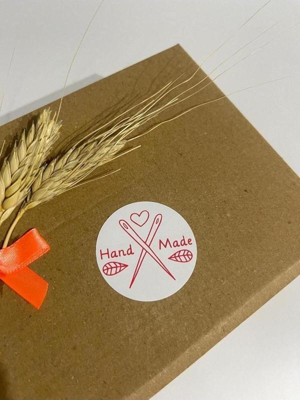 Butiksosyetik Handmade Çift İğneli Yuvarlak Yapışkanlı Etiket 5 x 5 cm 100 Adet - Image 1
