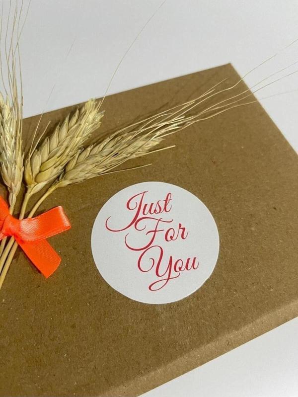 Butiksosyetik Just For You El Yazılı İnce Yuvarlak Yapışkanlı Etiket 4 x 4 cm 120 Adet - Image 1