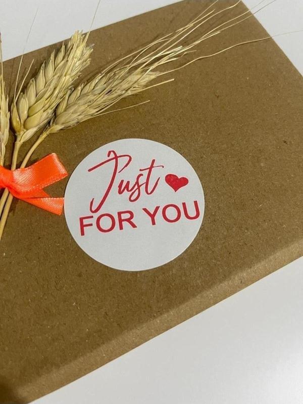 Butiksosyetik Just For You Kalpli Yuvarlak Yapışkanlı Etiket 5 x 5 cm 100 Adet - Image 1