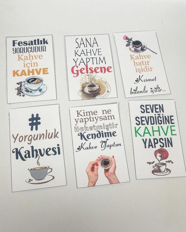 Butiksosyetik Kahve Kartları Motto 6 Adet Sunum Kart Seri 1 - Image 1