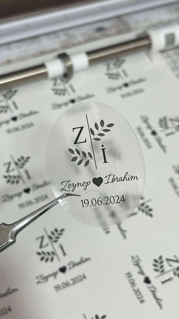Butiksosyetik Nişan, Kına Hatırası Şeffaf Epoksi, Pleksi Etiketi 4 x 5 cm 42 Adet - Image 1