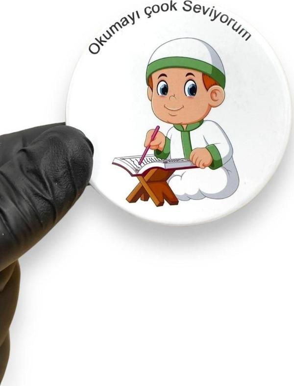 Butiksosyetik Okumayı Çok Seviyorum Buton Rozet Filtekeli 58 mm 5 Adet - Image 1