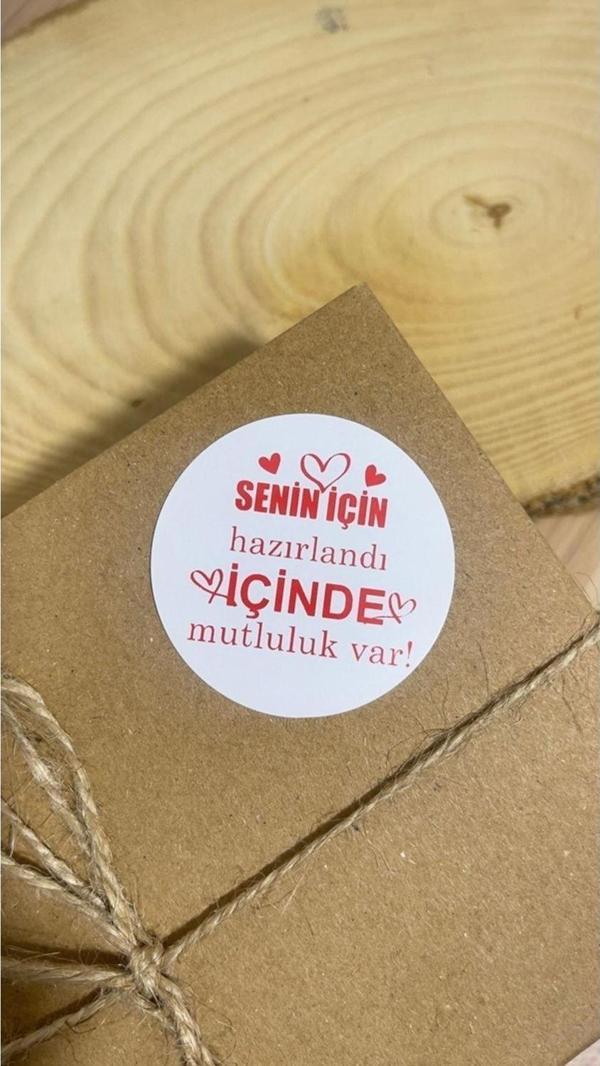Butiksosyetik Senin İçin Hazırlandı Kırmızı Yazılı Yuvarlak Yapışkanlı Etiket 5 x 5 cm 100 Adet - Image 1