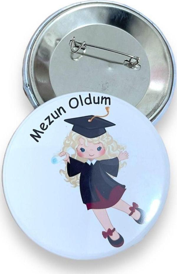 Butiksosyetik Mezun Oldum Buton Rozet 58 mm Filtekeli 5 Adet - Image 1