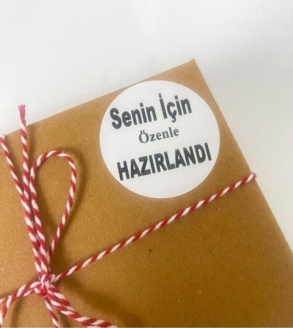 Butiksosyetik Senin Için Özenle Hazırlandı Siyah Yazılı 4 cm Yuvarlak Etiket 120 Adet - Image 1