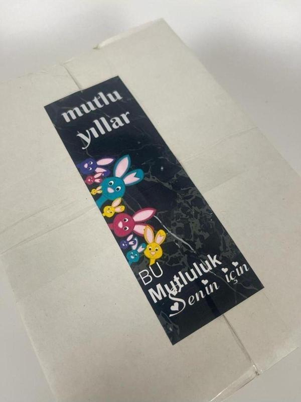 Butiksosyetik Mutlu Yıllar Yazılı Kutu Kapama 14,5 cm Yapışkanlı Etiket 50 Adet - Image 1